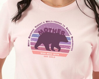 Mother Bear Acronym T-Shirt (has 1 child) Funny Shirt for Mom - Colorful Bkgd - Mama Bear - Awesome Mom Shirt, Mom Life, Mom Shirt, Mom Gift