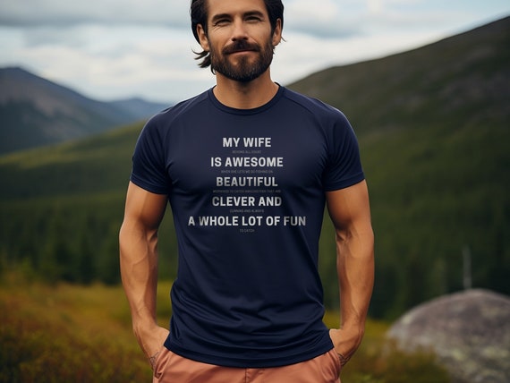 Funny Fishing T-shirt My Wife is Awesome Men's Sarcastic Fisherman