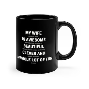 My Wife is Awesome - Funny Fishing Coffee Mug | Fisherman Gift for Him, Men, Dad, Husband, Father&#39;s Day | Stocking Stuffer