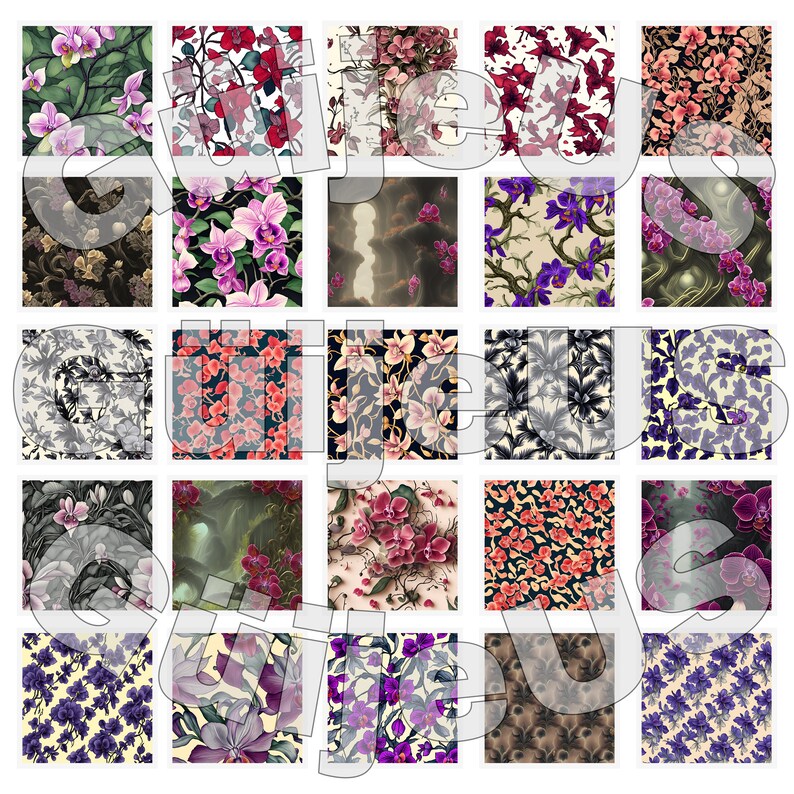 Unique Flower Patterns, Mega Bundle - 100 Hi-re Digital Flower Seamless ...