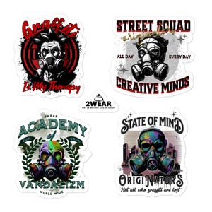 Graffiti Heros Stickers, Urban Art Collection Set: Spray Mask Invasion, 2wear Grafix Bubble Free Stickers Set, Street Artist Gift Idea