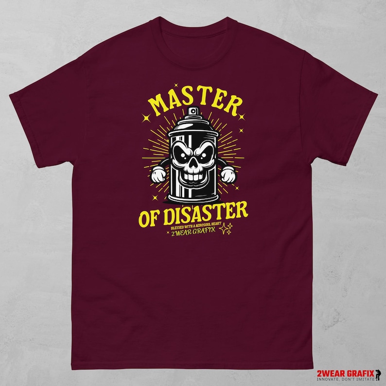 Graffiti Art T-Shirt: Urban Streetwear, Rebel Design Maroon