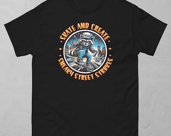 Graffiti Raccoon Skater T-shirt: Urban Streetwear Tee