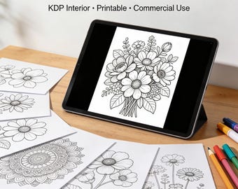 1000+ Floral Coloring Pages | KDP Interior, Adult Relaxation (PDF)