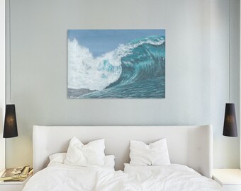 IMPRESSION - oeuvre côtière de peinture de vague pour la maison de plage, impression d'art d'art de l'eau pour une décoration de salon pour les amateurs de plage, cadeau pour les amateurs d'art de l'océan