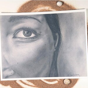 Charcoal Eye Portrait Print: Sepia Tone Woman&#39;s Gaze