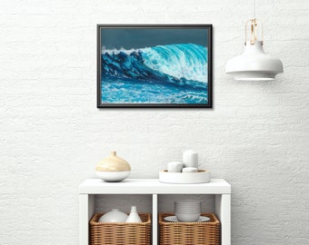 PRINT - Coastal Wall Art Print Ocean Wave Painting Water Art for Bedroom Art for Bathroom Wall Art Beach House Decor Coastal Water Painting