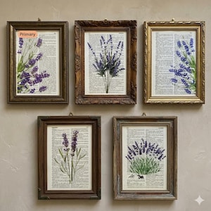Lavender Dictionary Print, Bathroom Decor, Lavender Poster, Farmhouse Decor, Floral Wall Decor, Lavender flowers Wall Art, Lavender Painting image 1