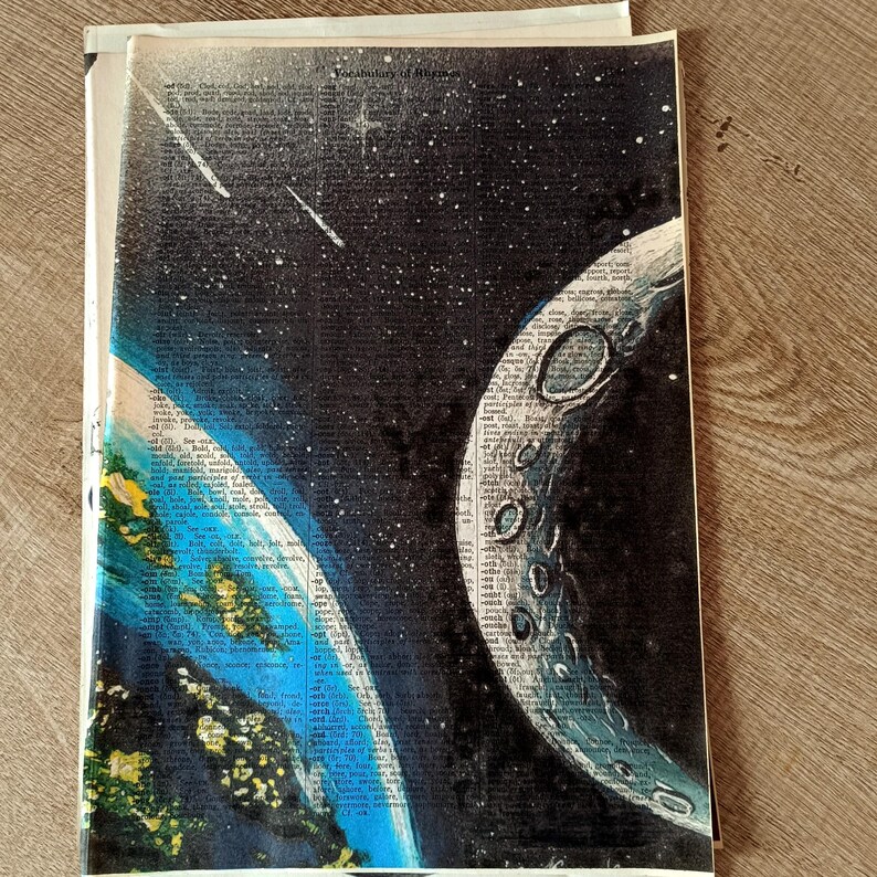 Vintage Space Wall Art Print on Dictionary Page, Solar System Poster ...