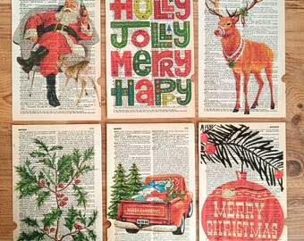 Christmas Theme Dictionary Print, Gallery Wall, Vintage Prints, Funny Christmas Gift, Wall Decoration, Vintage Ornament, Christmas Present