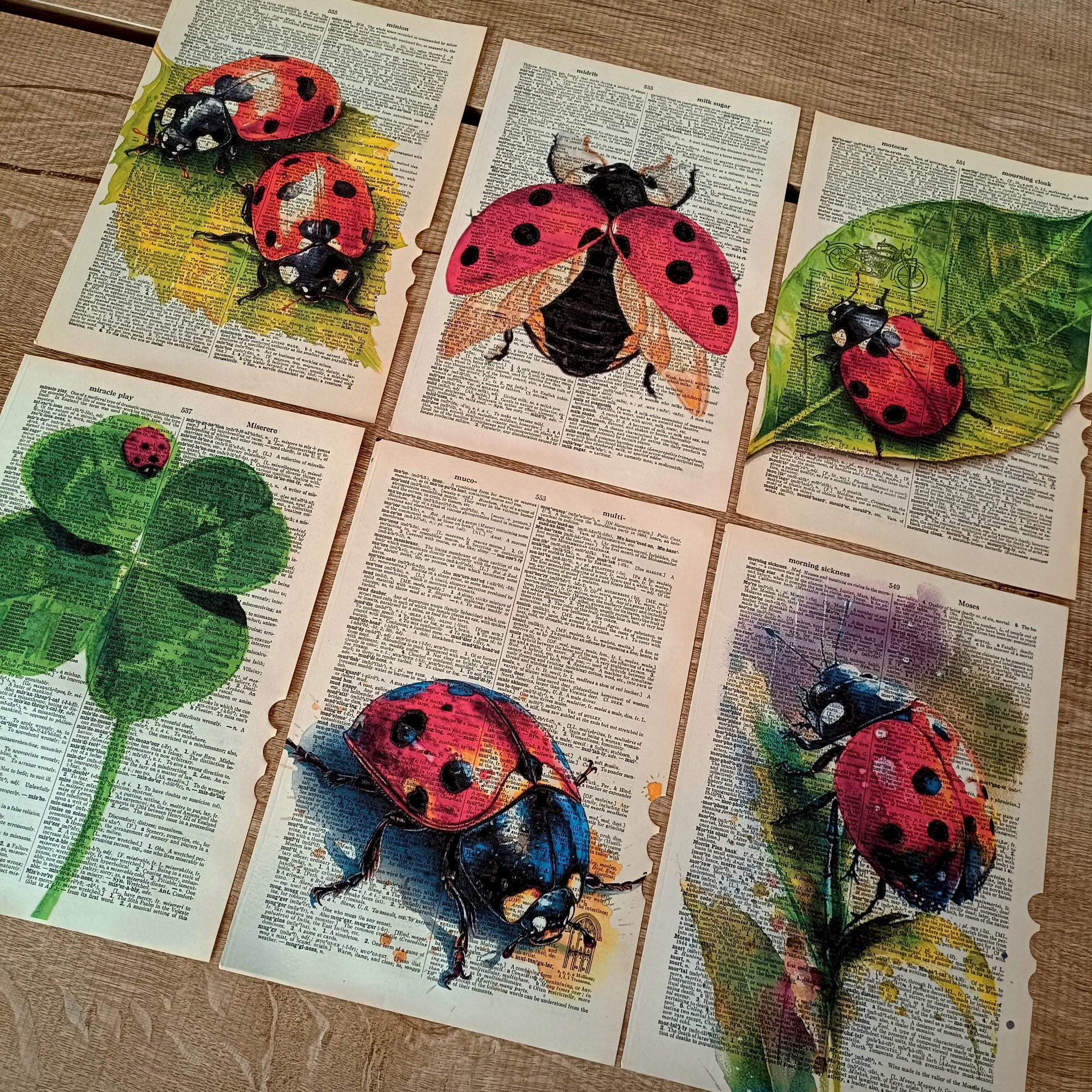 Ladybug Dictionary Art Print Set of 6, Vintage Dictionary Page Wall Art ...
