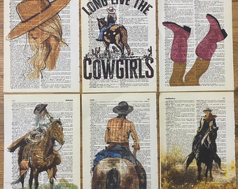 Coastal Cowgirl, Dictionary Print, Cowboy Theme Party, Cowgirl Print, Cowboy, Cowgirl, Cowboy Poster, Black and White Art, Western Print
