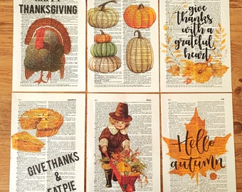 Thanksgiving , Vintage Dictionary Print, Fall Decor, Hello Autumn, PumpkinPrint, Give Thanks, Thanksgiving Decor, Thanksgiving Art, Fall Art