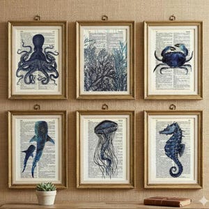 Sea Life Decor, Whale Poster, Octopus Print, Sealife Poster, Ocean Wall Art, Coastral Art, Beach Art, Under The Sea, Ocean Prints, Sea Life