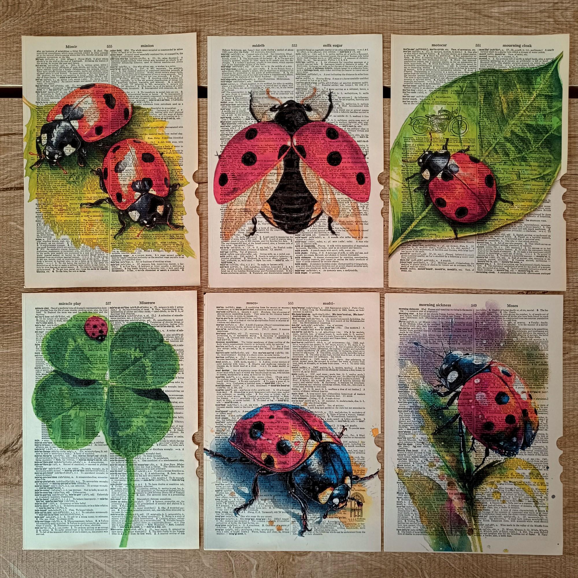 Ladybug Dictionary Art Print Set of 6, Vintage Dictionary Page Wall Art ...