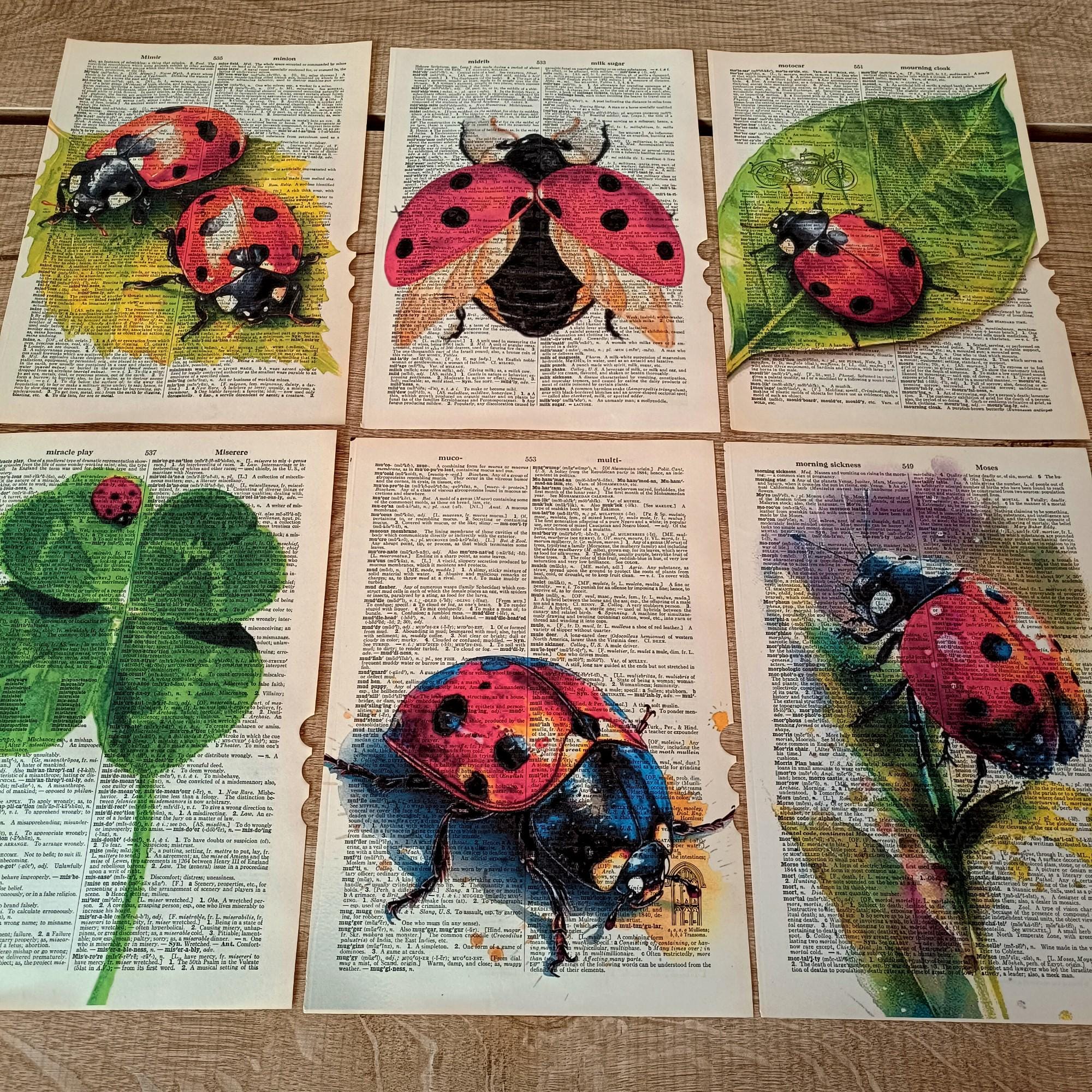Ladybug Dictionary Art Print Set of 6, Vintage Dictionary Page Wall Art ...