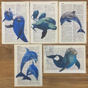 Arte do Dicionário; Impressão de golfinhos, arte de parede grande, impressão de banheiro, golfinhos, impressão de animais, pôster de golfinhos, presentes de golfinhos, impressões de dicionário