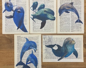 Dictionary Art; Dolphin Print, Large Wall Art, Bathroom Print, Dolphins, Animal Print, Dolphin Poster, Dolphin Gifts, Dictionary Prints
