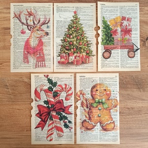 Stampa vintage del dizionario di Natale, idee regalo di Natale, ornamento per foto, decorazione del portico anteriore, regalo di Natale divertente, regalo di Natale