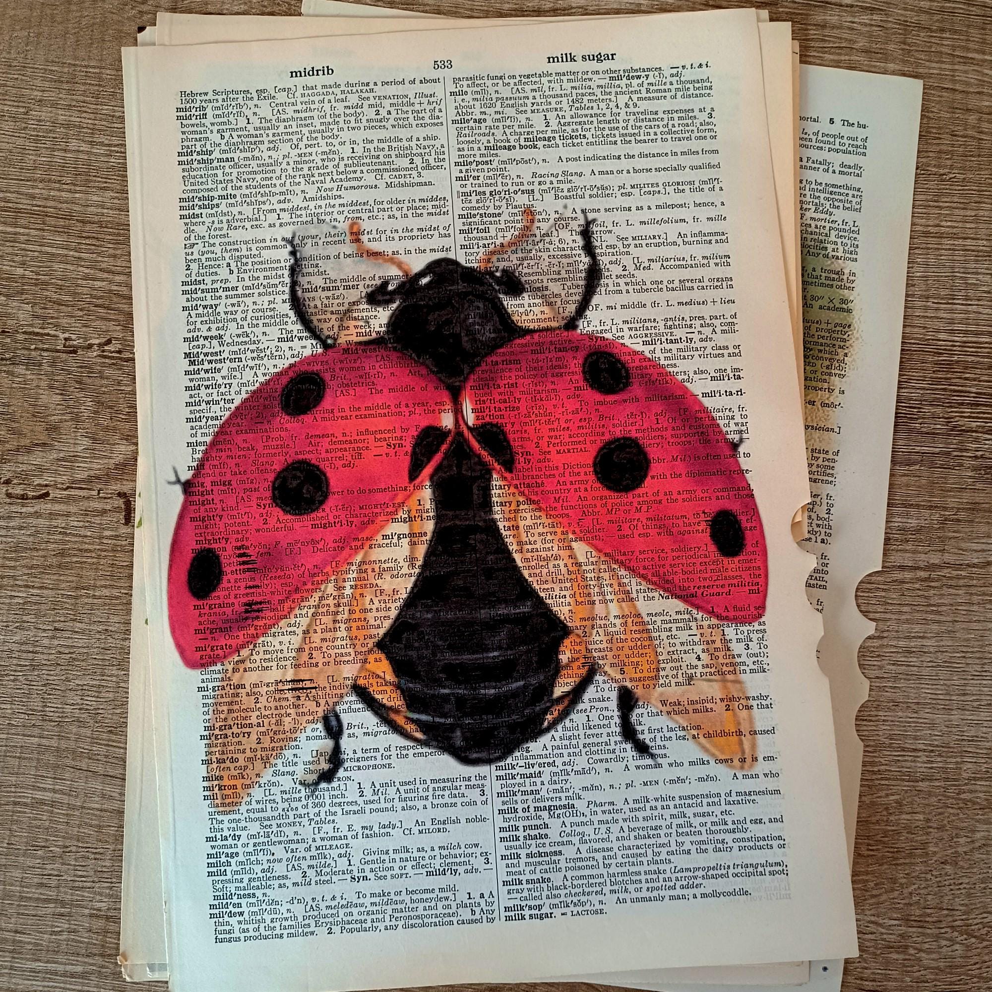 Ladybug Dictionary Art Print Set of 6, Vintage Dictionary Page Wall Art ...