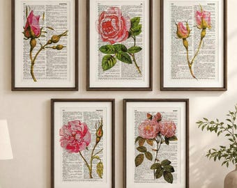 Vintage Flower Art, Vintage Print, French Vintage Art, Botanical Art Poster, Floral Painting, Botanical Art Print, Vintage Rose Prints, Rose