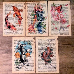鯉の水彩画アート:モダンな鯉のアートプリント / 鯉の陰陽 鯉の水彩画アート:モダンな鯉のアートプリント / 鯉の陰陽