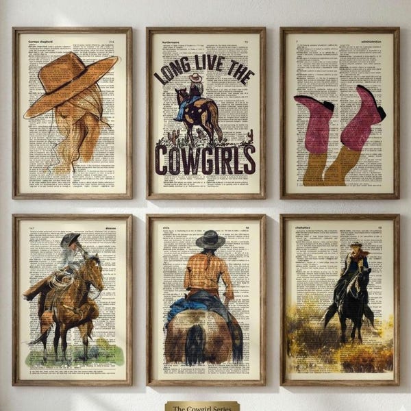 Coastal Cowgirl, Dictionary Print, Cowboy Theme Party, Cowgirl Print, Cowboy, Cowgirl, Cowboy Poster, Black and White Art, Western Print