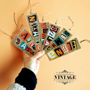 Marcador de cartas de revistas y libros de 100 años de antigüedad, conjunto de marcadores vintage personalizados, marcador de nombre personalizado, para amantes de los libros, regalo de lector