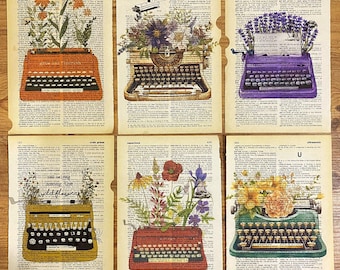 50 Years of Dictionary Page Image Printing, Old Typewriter Prints, Floral Wall Art, Vintage Posters, Vintage Paper, Unique Wall Decor
