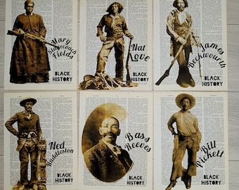 Black HistoryPoster,  Set of 6 Vintage Dictionary Print, Black History Month