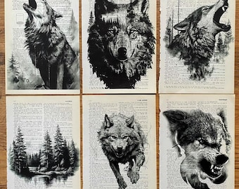 Plakat z wilkiem - Dekoracja z wilkiem - Dekoracja ścienna do biura - Wilk - Sztuka ścienna z motywem natury - Dziki wilk - Mroczna sztuka - Wilki - Sztuka wilka - Fototapeta - Obraz wilka - Zestaw wydruków z wilkiem