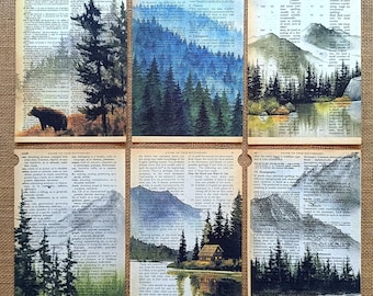 Set of 6 Mountain Prints, Nature Wall Print, Climber Gift,  Landscape Wall Art, National Park, Camper Gift, Adventure Art, Mountains, Artsy
