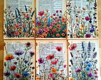 Wildflowers Poster Set of 6, Floral Poster Set, Wildlowers Posters, Watercolor Flowers, Relaxing Wall Decor, Wildflower Posters, Vintage Art