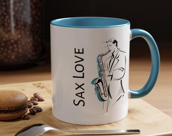Saxophone Coffee Mug, Jazz Lover Gift