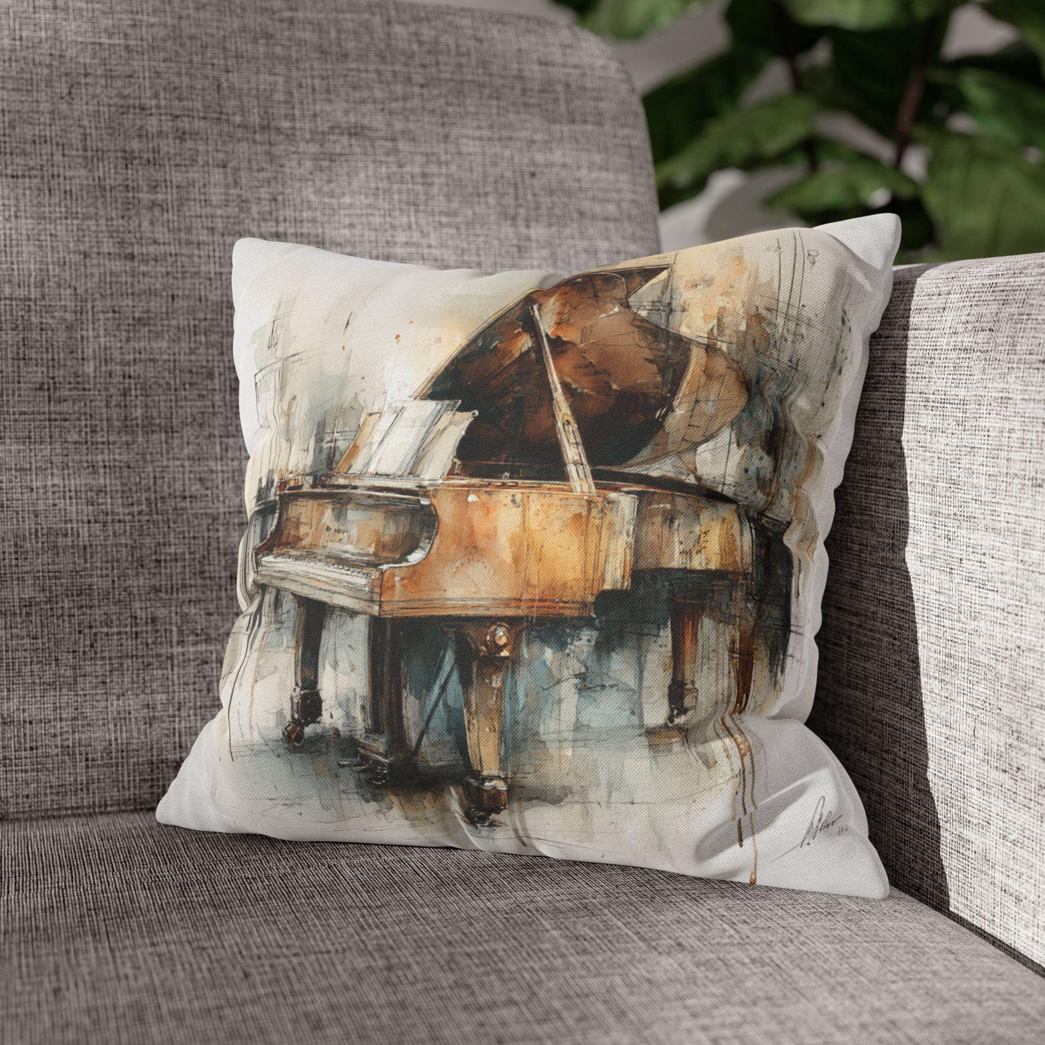 Vintage Piano Art Pillowcase, Decorative Throw Pillow, Music Lover Gift, Home Decor, Cozy Cushion, Birthday, Art Lover's Room