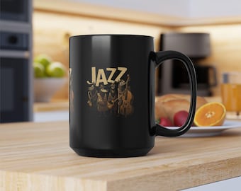 Jazz Dogs Mug | Black Ceramic Coffee Cup