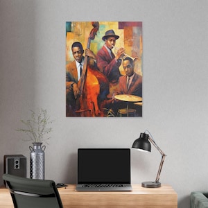 Jazz Musicians Canvas Art, Colorful Wall Decor, Perfect Gift for Music Lovers, Home Office Artwork, Vintage Jazz Print