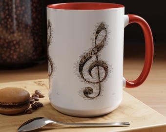 Vintage Treble Clef Accent 15oz Coffee Mug