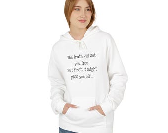 Sudadera con capucha con frase "Honesta pero grosera"