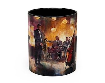 Jazz Night Accent Coffee Mug, Perfect for Music Lovers, Jazz Festival Jazz Music Lover Gift