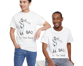Trombone Player Illustration Tee | "Bad to the Bone" Music Shirt