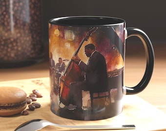 Chicago Jazz Festival Mug, Jazz Lover Gift, Saxophone Music Coffee Cup, Chicago Music Festival Souvenir, Musician Gift for Him, Jazz Fan Mug