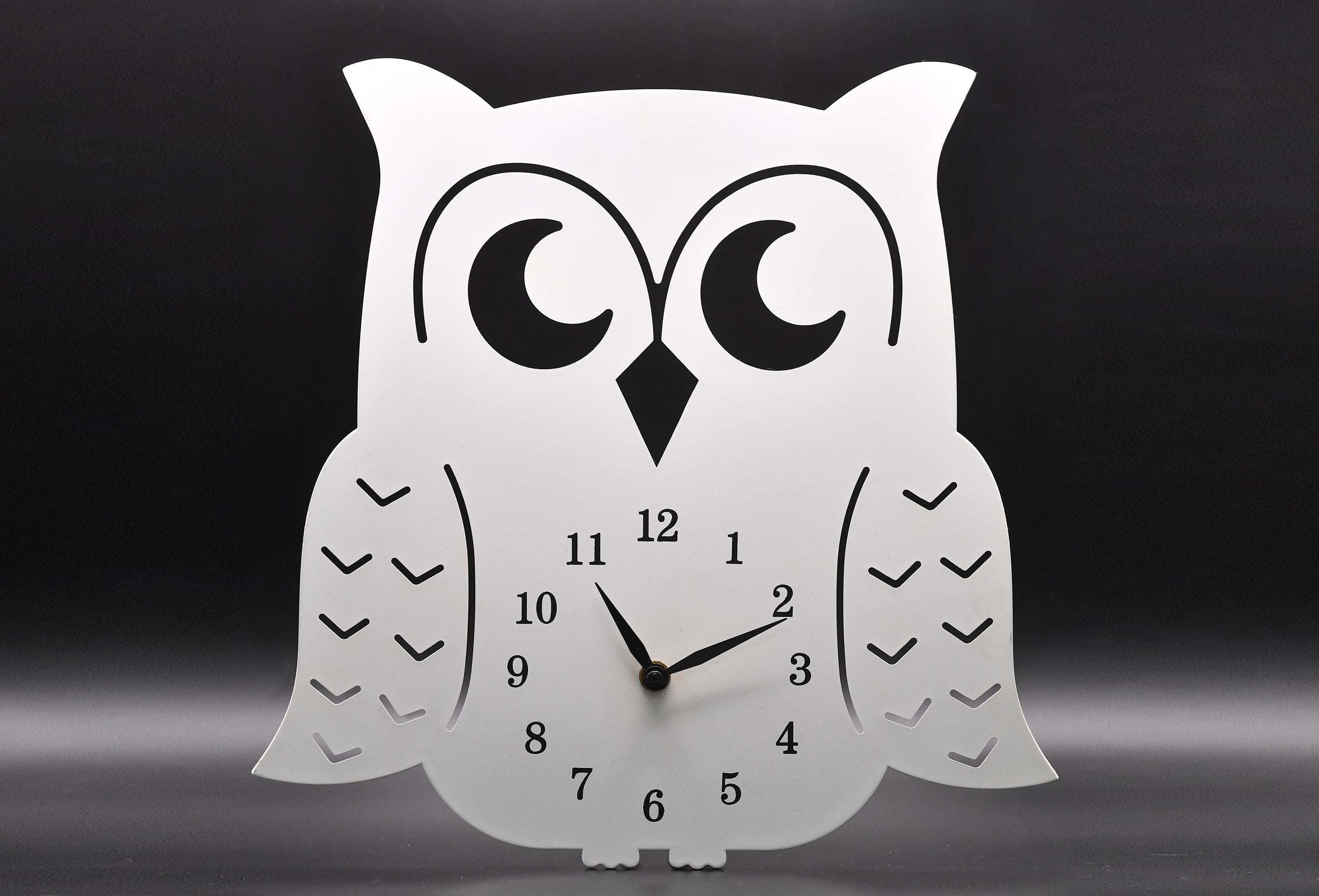 Fun Owl Shaped Wall Clock - Simple Toughened White Plastic Frame With Reliable Quartz Movement