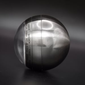 Unusual World Clock in a 7cm Stainless Steel Sphere! A Rare Find - Working Well With New Battery - Industrial Looks