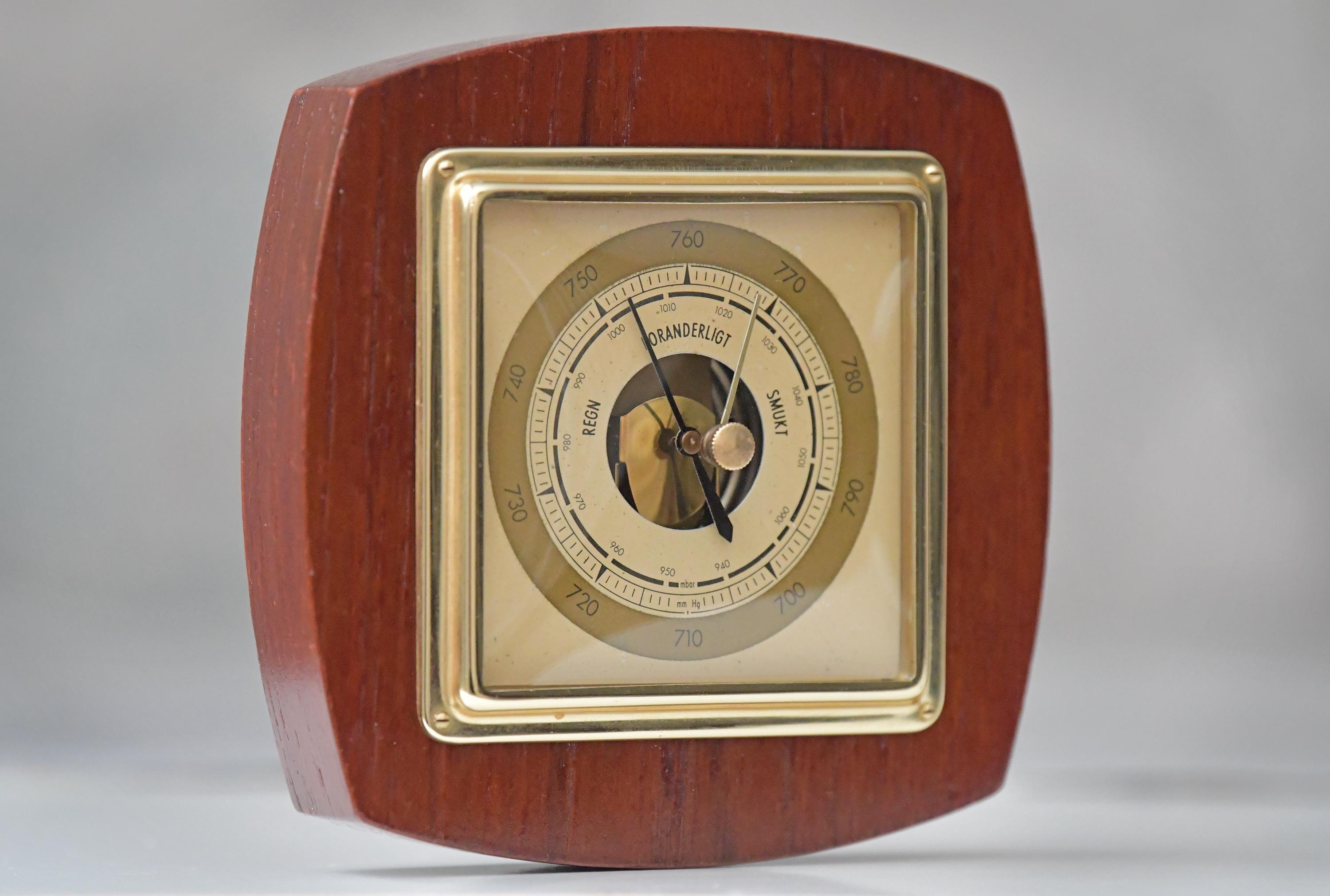 Unique Barometer Vintage Danish Modern Teak Wood Barometer - Restored 1960s German ...