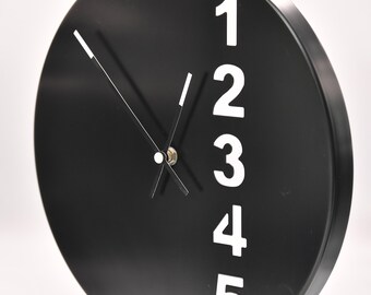 Reloj de pared vintage Ikea FEJS de 1999: acero negro con números