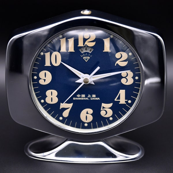 Stunning 1960's Atomic Styled Chrome Chinese Alarm Clock - Restored and Working Well!