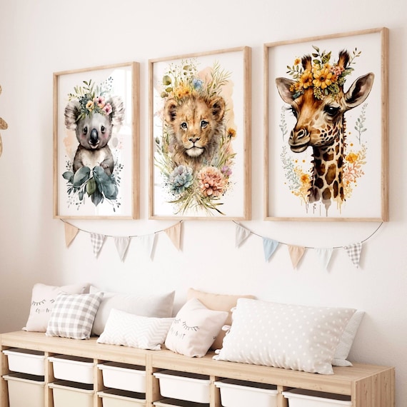 Décoration Chambre Enfant Animaux De La Savane Affiche Chambre Bebe Safari Décoration  Murale Bebe Animaux Poster Pour Enfant à Offrir 