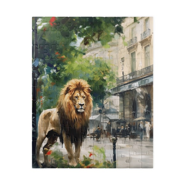 Puzzle Original Adulte | Jigsaw Casse-tête | Lion Peinture Paris Animal | Jeux Puzzle 110/252/500/1014 pièces | Cadeau Unique pour Elle Lui