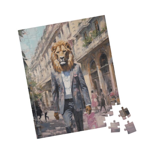 Puzzle Lion Original Adulte | Jigsaw Casse-tête | Lions Peinture Humain Paris | Jeux Puzzle 110/252/500/1014 pièces | Cadeau pour Elle Lui